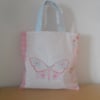 Child's tote bag mini tote pink butterfly