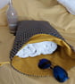 Large navy and mustard flower print drybag - Image 4