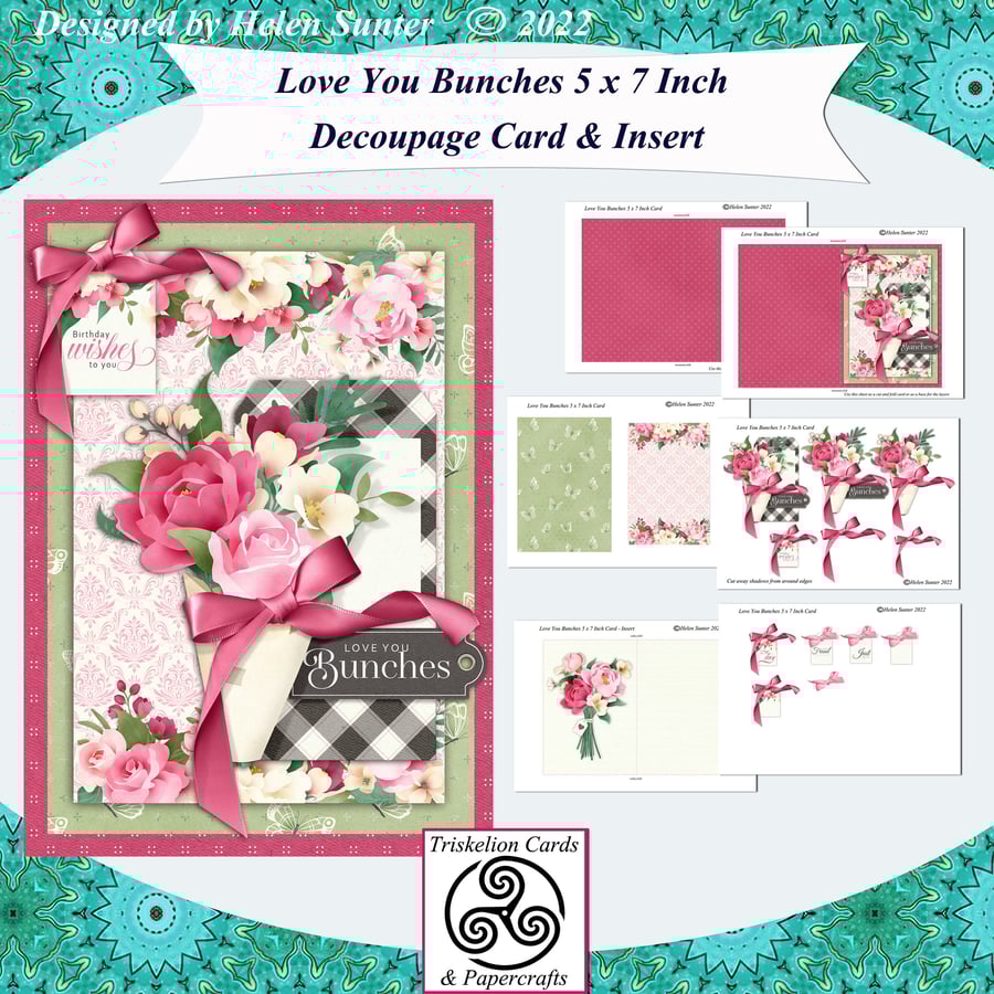 Printable Love You Bunches Decoupage Card Making Kit