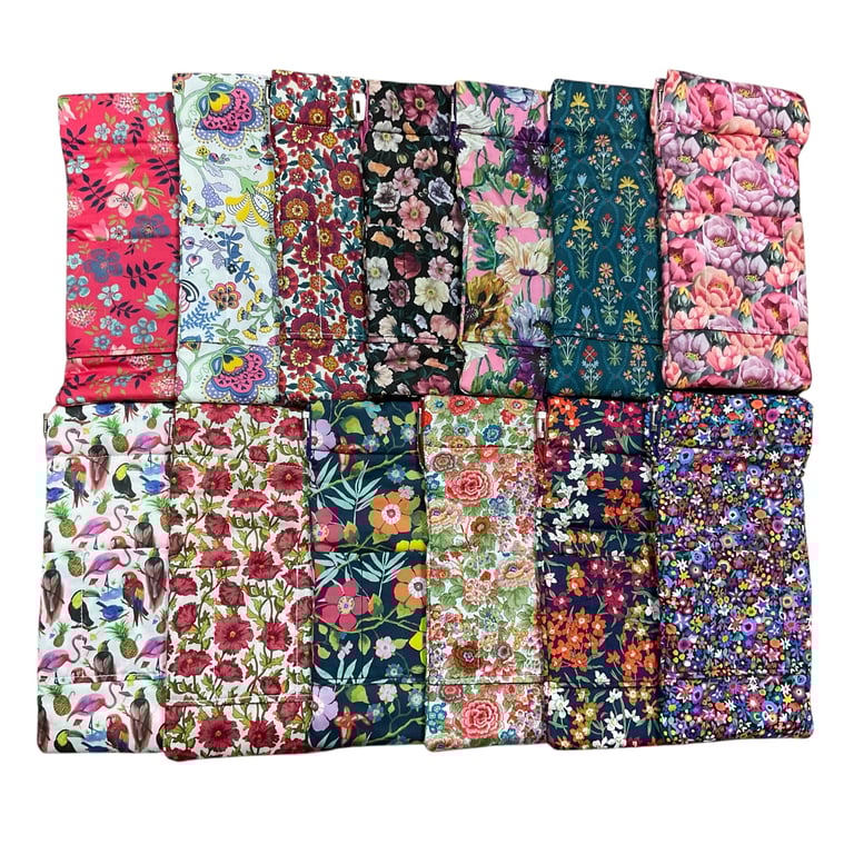 Liberty fabric floral snap shut glasses case, spectacles pouch, sunglasses flex 