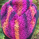 Handmade Crocheted Scarf, Pink and Orange