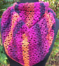 Handmade Crocheted Scarf, Pink and Orange