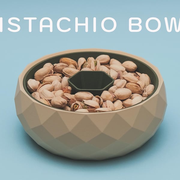 Pistachio Bowl with Shell Holder, Geometric Snack Organizer