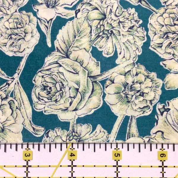 Liberty Fabric Scrap 10" Square : SHEREE Green White Floral