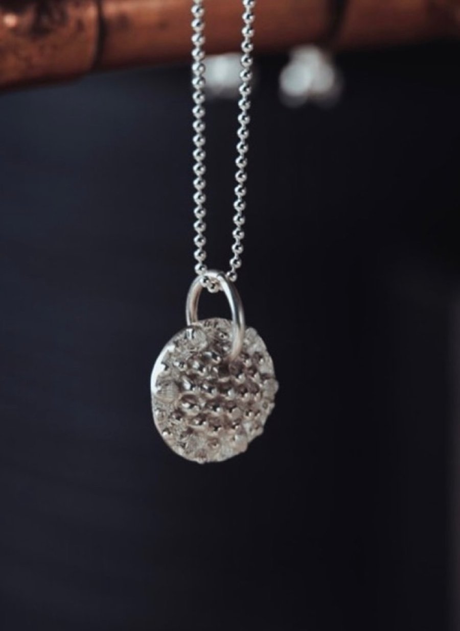 Handcrafted silver natural textured pendant