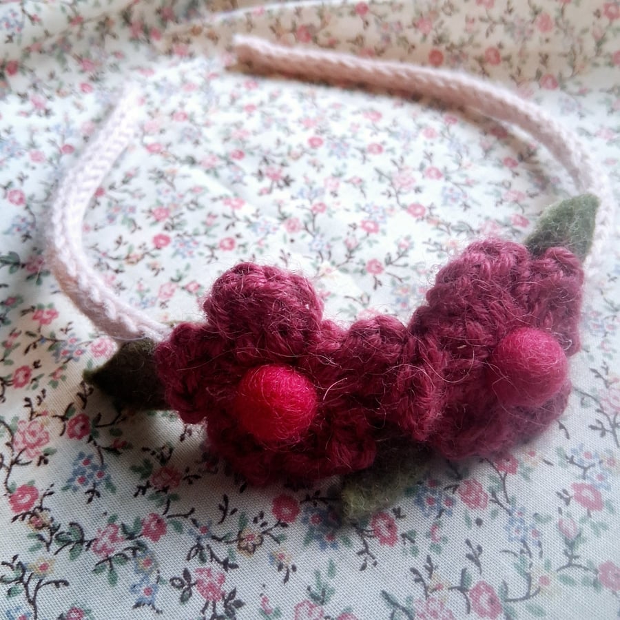 cute wool crochet hairband alice band no h8