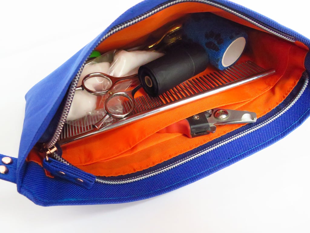 Dog Treat Bag & Grooming Bag Gift Set - ROYAL BLUE with Rose Gold Hardware