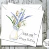 Personalised Birthday Card - In the Garden - Lavender Pitcher