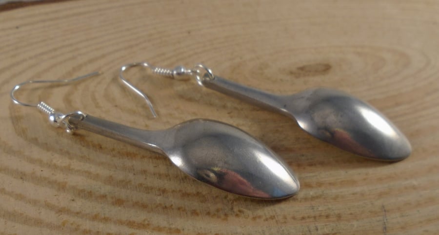 Upcycled Silver Plated Sugar Tong Spoon Earrings SPE092012