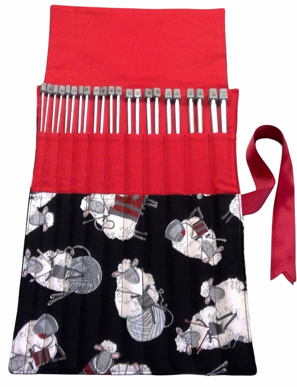 Full set of metal knitting needles in a case with knitting sheep, whole set of s