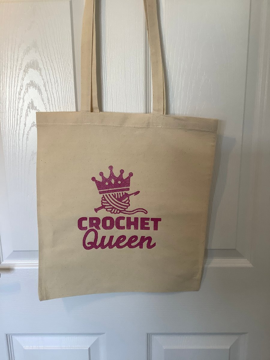 Crochet Queen cotton tote bag ,very strong but light 