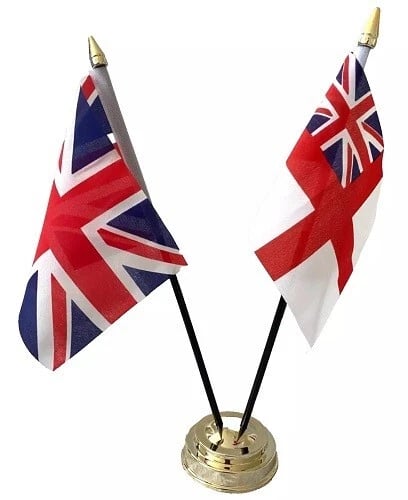 White Ensign Royal Navy & Union Jack Friendship 2 Flag 12" Table Display