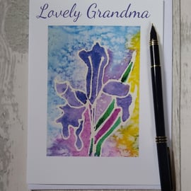 Lovely Grandma card. Iris Birthday card. Floral card. Grandma card.