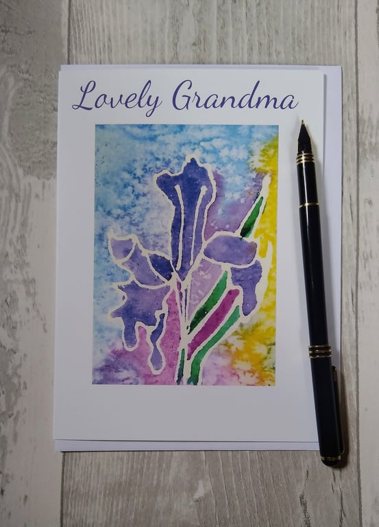 Lovely Grandma card. Iris Birthday card. Floral card. Grandma card.