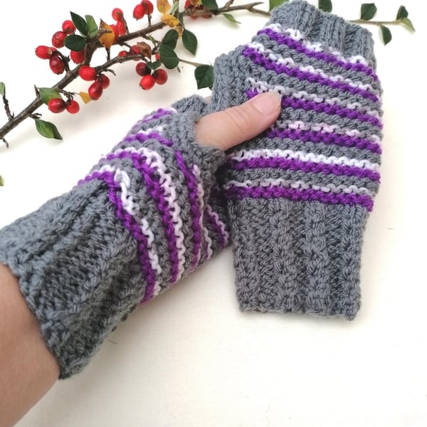 Fingerless Gloves Stripy