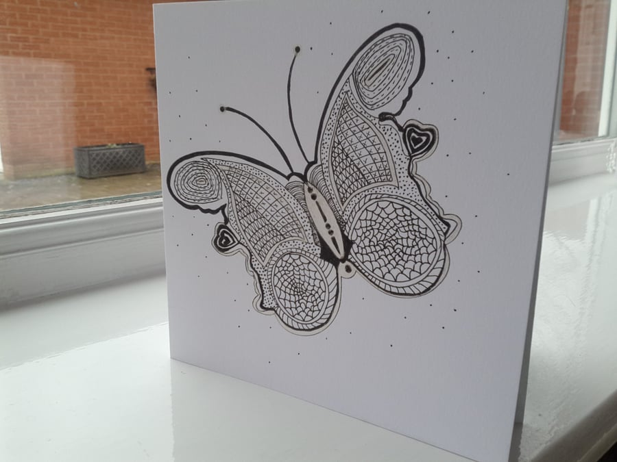 Open mono butterfly card