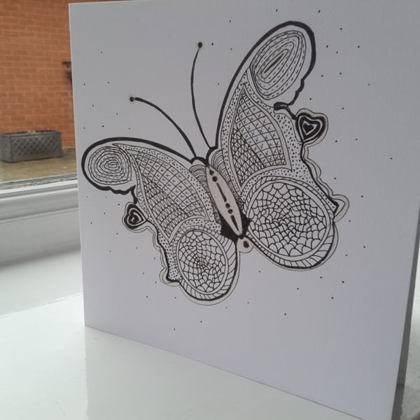 Open mono butterfly card