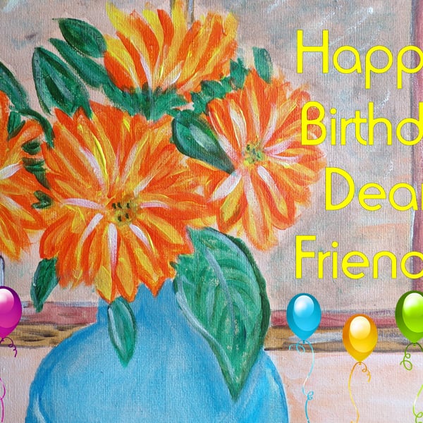 Happy Birthday Dear Friend Card A5