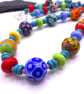 lampwork glass beaded necklace, rainbow polka dot jewellery - Image 2