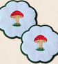 Toadstool Candle Coaster - Embroidered Woodland Home Decor - Image 4