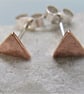 Copper triangle earrings with silver posts - Image 4
