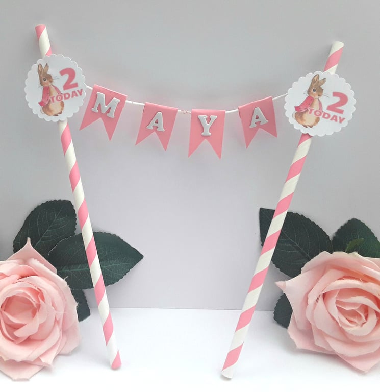 Personalised Flopsy Bunny Bunting Cake Topper 