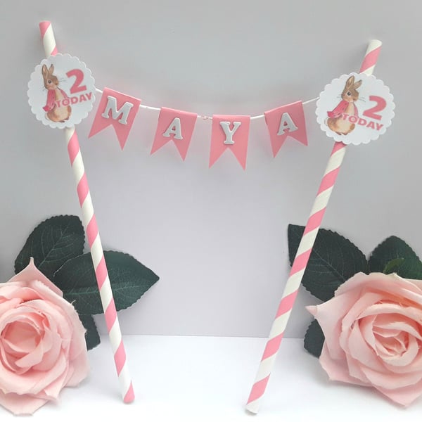 Personalised Flopsy Bunny Bunting Cake Topper 