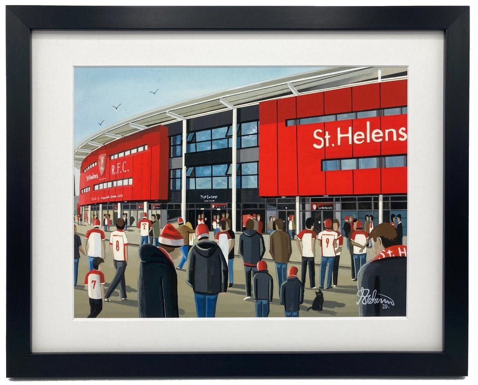 St Helens. Framed & Unframed Saints Fine Art Print, Rugby Club, Stadium Gift