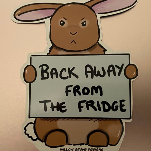 Small Back away from the fridge! Funny bunny fridge magnet 