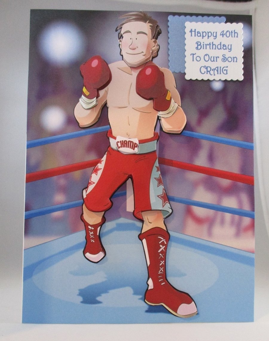 3D Boxer Birthday Card,Personalised,Handmade