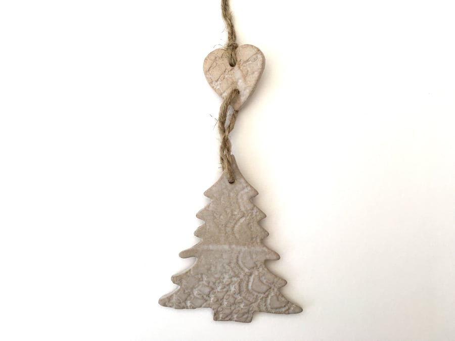Bespoke ceramic tree hanger decoration, handmade garden ornament