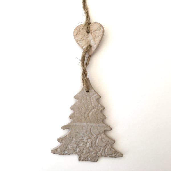 Bespoke ceramic tree hanger decoration, handmade garden ornament
