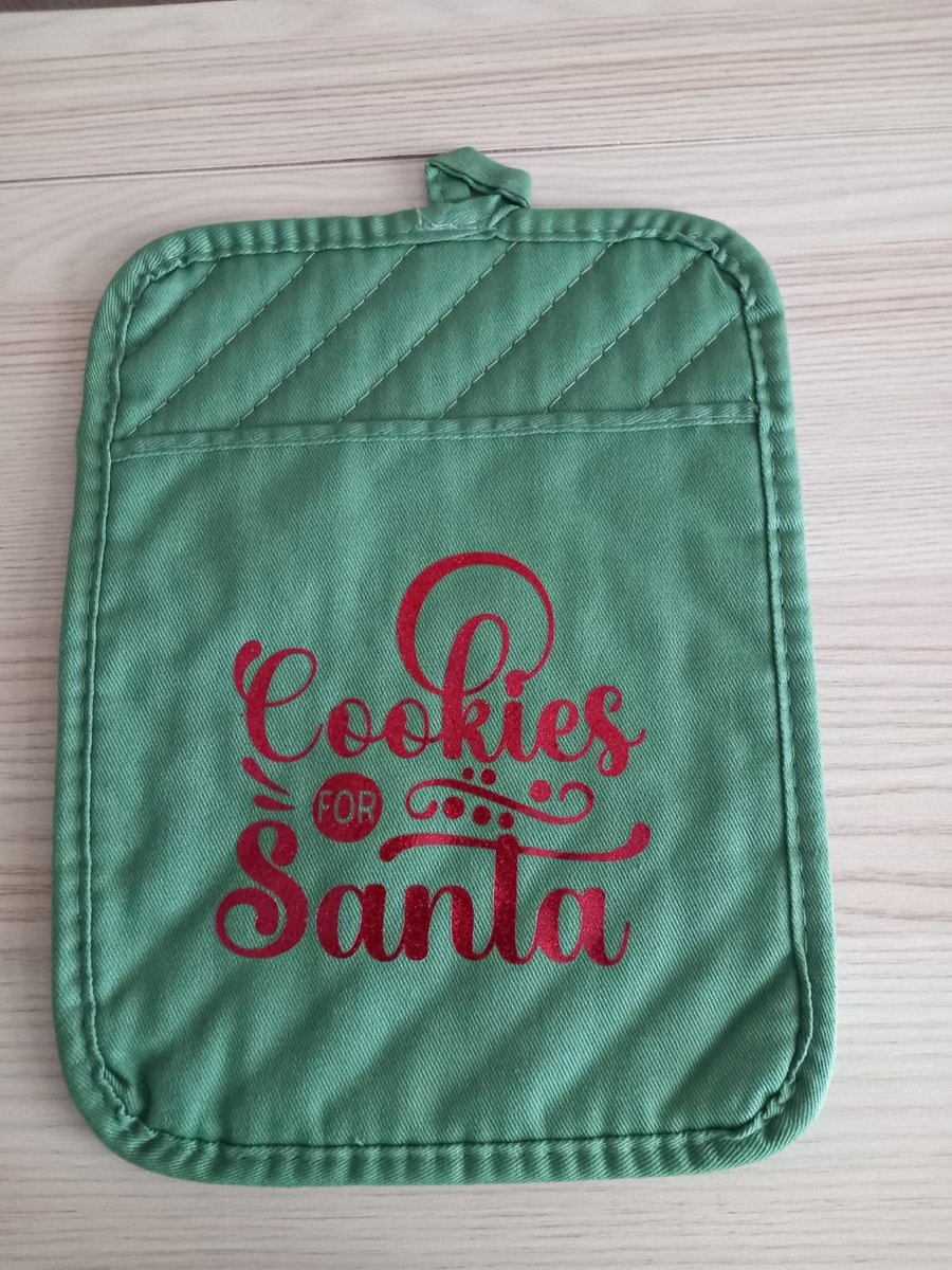 Cookies For Santa Green and Red Pot Holder Oven Mitt Kitchen Item
