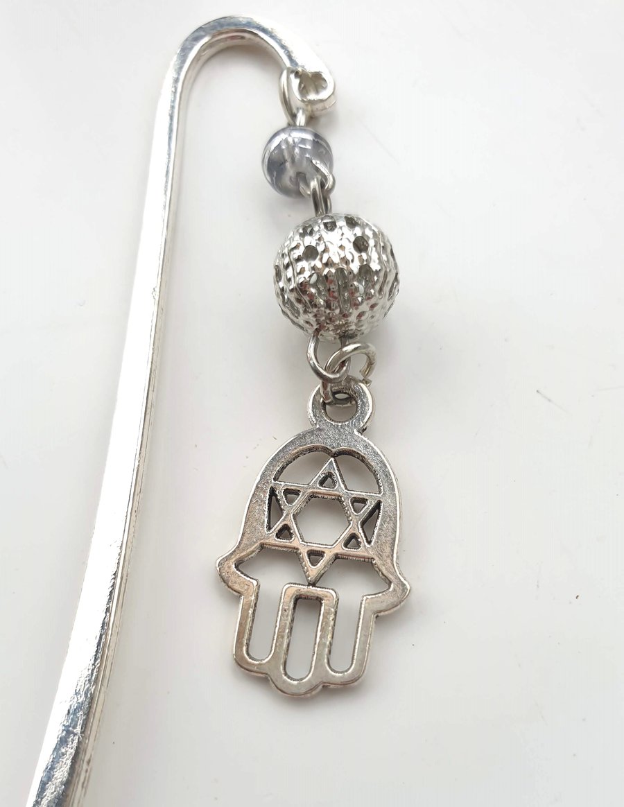 Silver-Plated Bookmark with Hand Charm