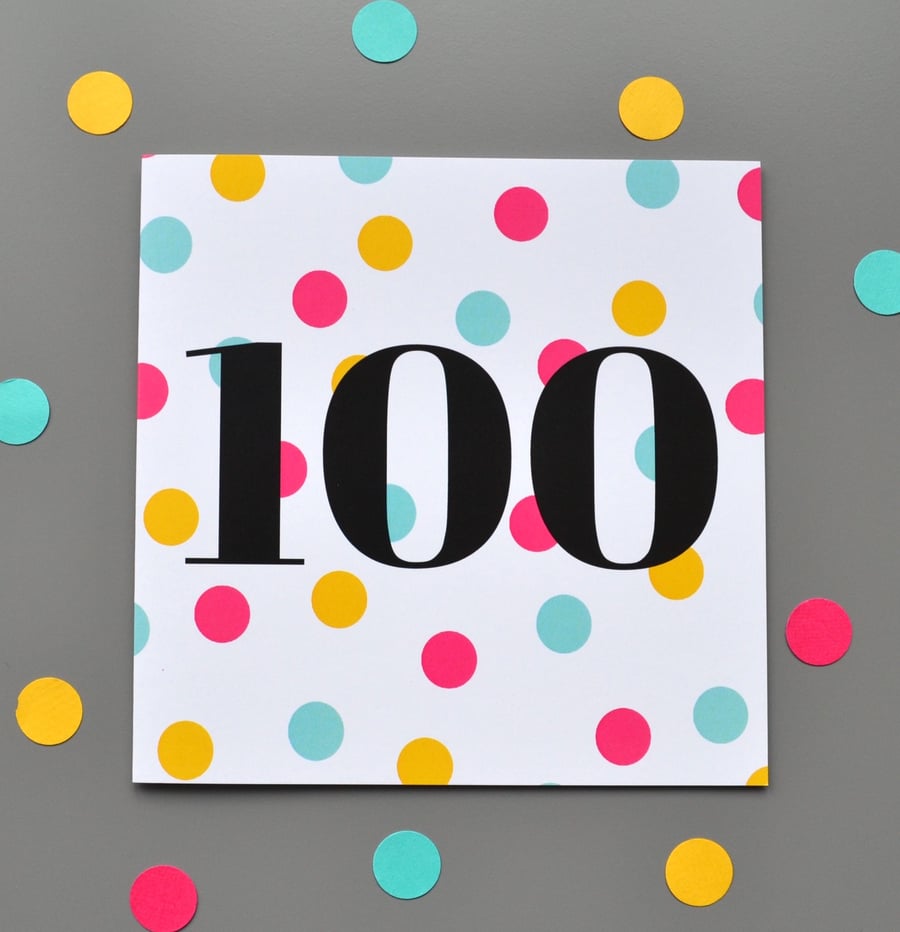 100th Birthday Card for Her - 100 - One Hundred - Hundredth Birthday Card