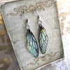 Black veined iridescent Sterling Silver Earrings