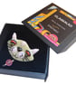 Handmade Fused Glass Cat Brooch. - Image 1