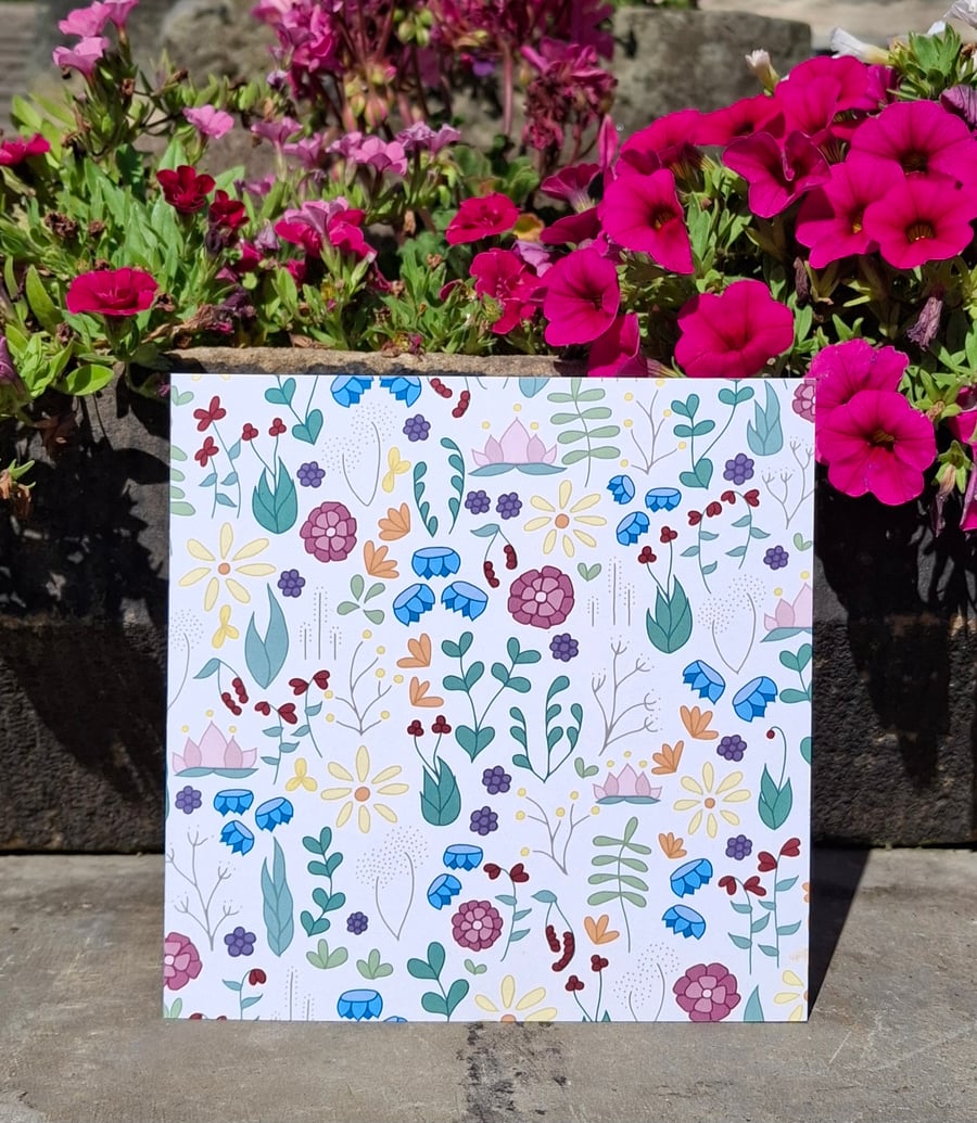 Greetings card - blank inside for any occasion - 'Pleflora'