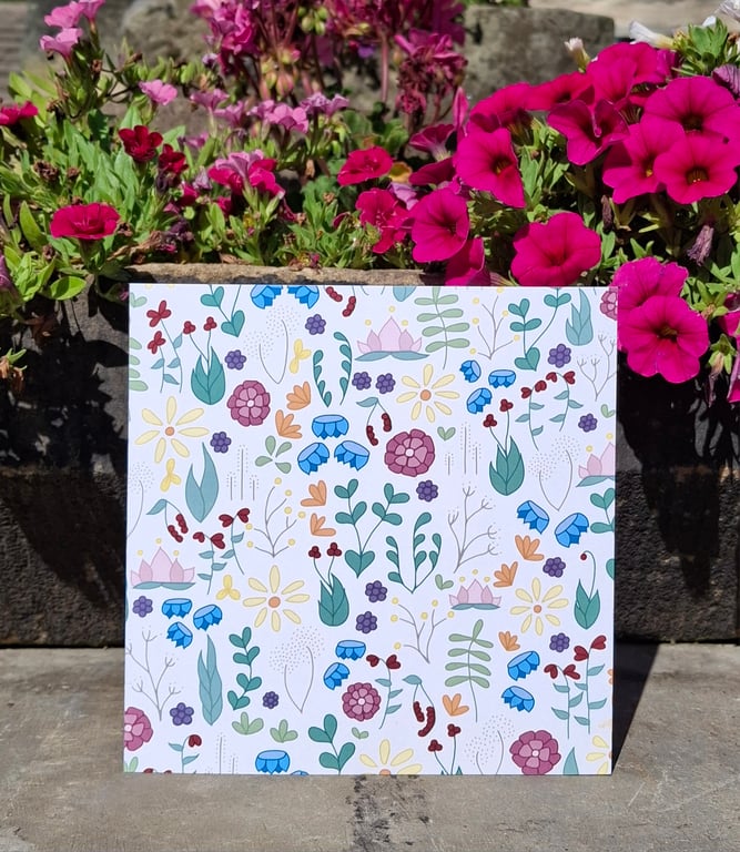 Greetings card - blank inside for any occasion - 'Pleflora'