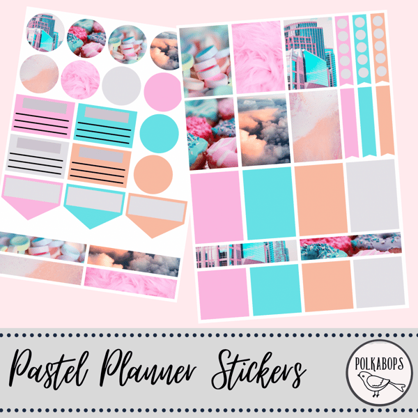 40 Pretty Pastel Planner Stickers Digital and Printable