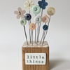 Button Flower Garden in a Wood Block 'Little Things'