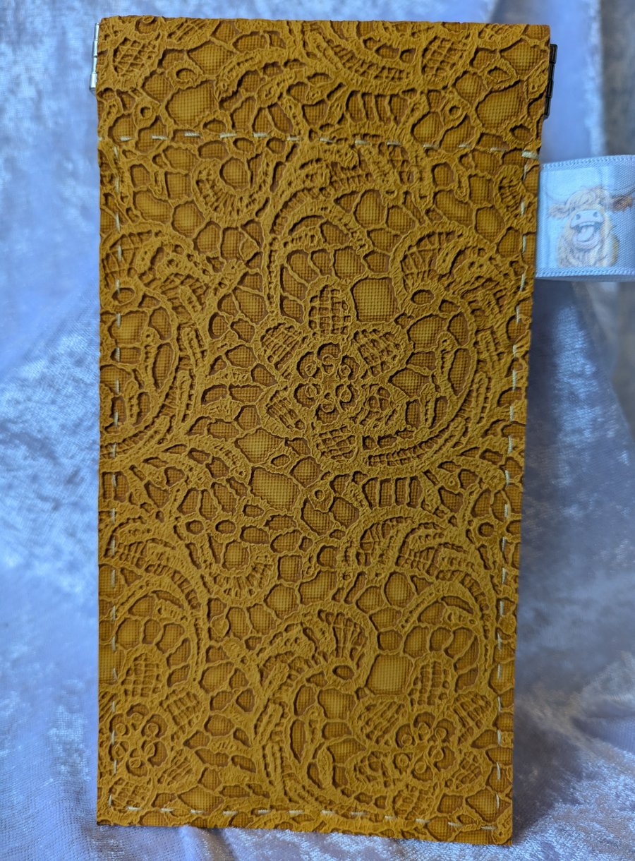 Yellow flower suede (effect)  glasses case