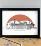 Aberystwyth Landmarks Skyline Art Print - Image 3