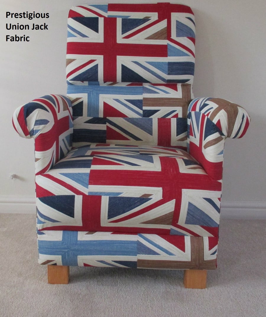 Prestigious Union Jack Fabric Adult Chair Flag Accent Red White Blue British New