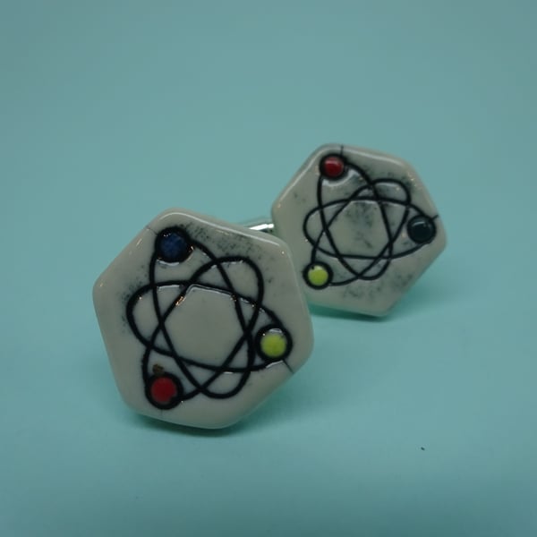Ceramic atomic symbol cufflinks
