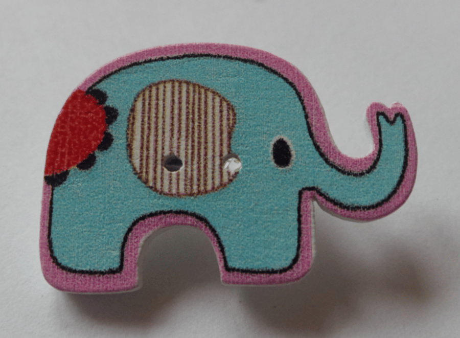 Cute little Elephant wooden button brooches - 6 different designs polka dot