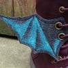 Steampunk Fabric Boot Wings Bat Wings Black Blue