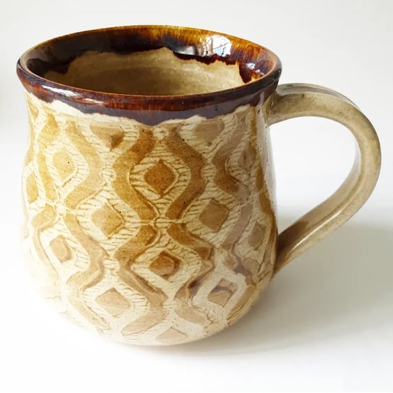 Large Glazed Mug - Hand Thrown Stoneware Ceramic Mug 