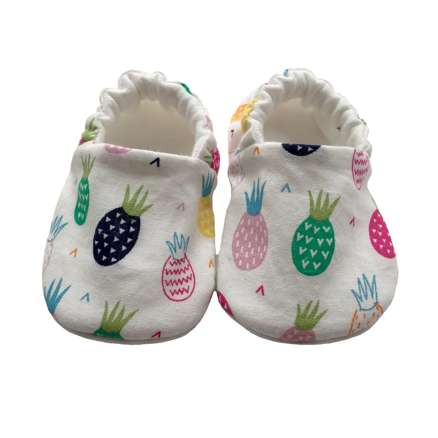 Multi Pineapples Shoes Organic Moccasins Kids Slippers Pram Shoes Gift Idea 0-9Y