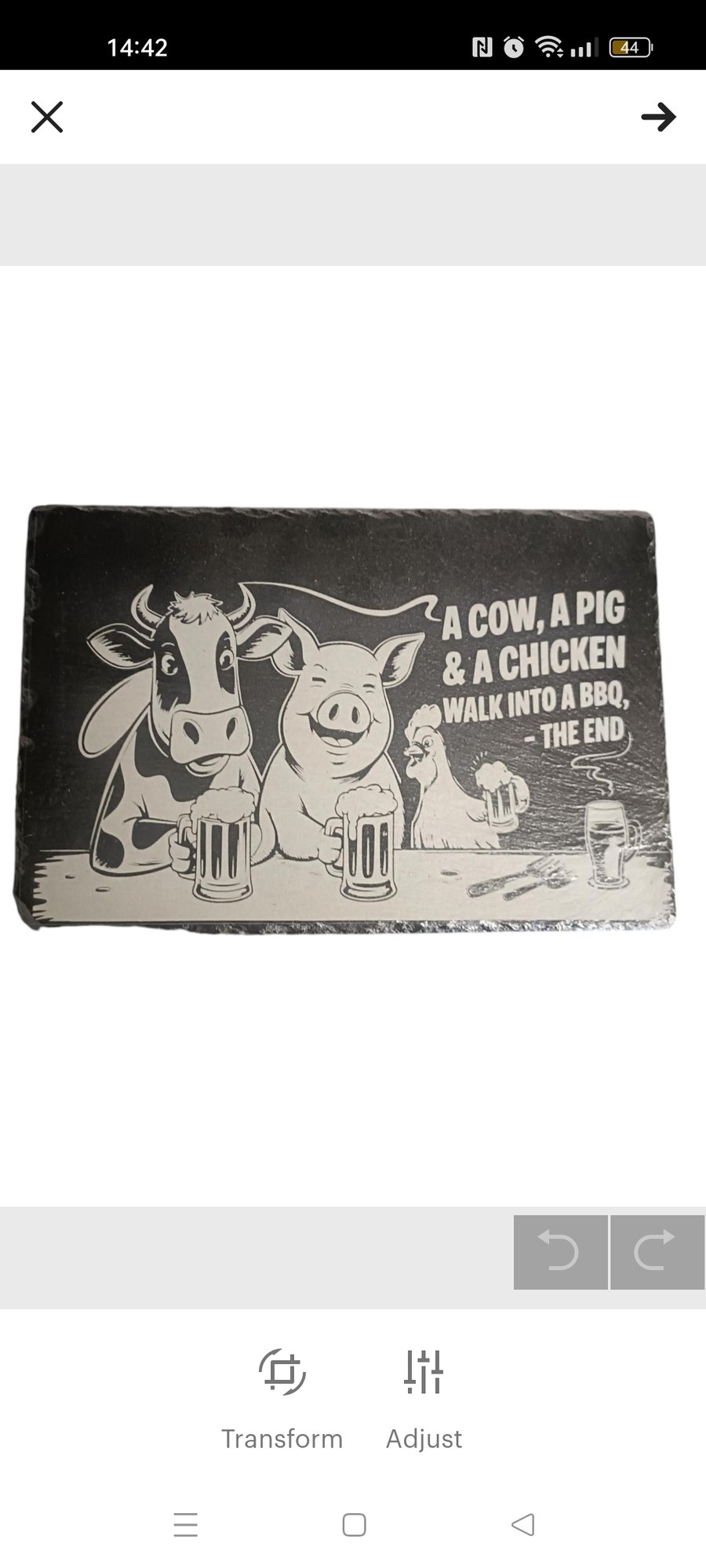 Laser engraved BBQ, kitchen slate mat